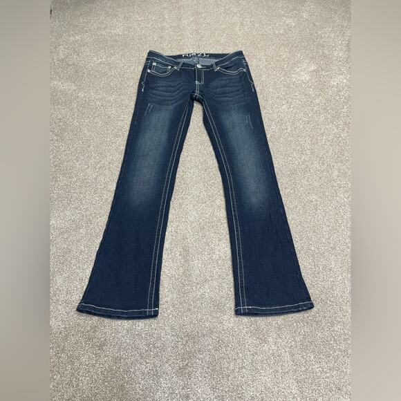 Y2K 90s 00s fitted medium vintage boho Rue 21 bootcut low rise Jeans sz 3/4 - Picture 2 of 13